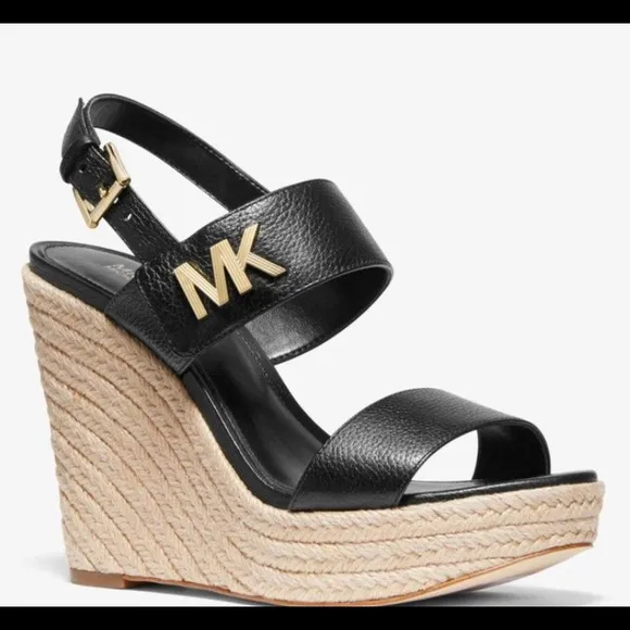 MICHAEL KORS DEANNA WEDGE Black Sandal Siz…