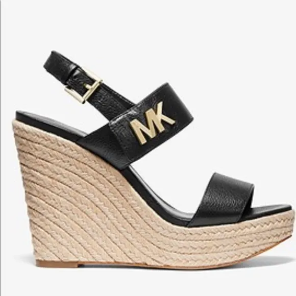 MICHAEL KORS DEANNA WEDGE Black Sandal Siz…