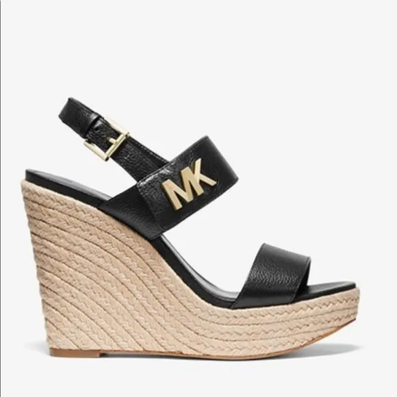 MICHAEL KORS DEANNA WEDGE Black Sandal Siz…