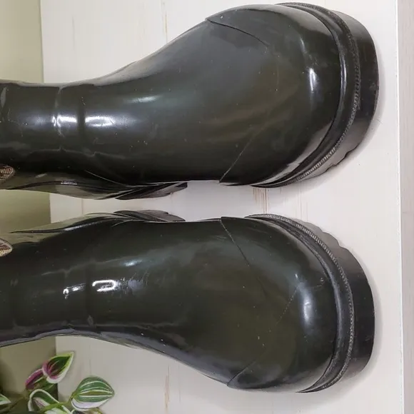 Michael Kors | Green and Brown Rubber and Canvas Rainboots Sz 7M