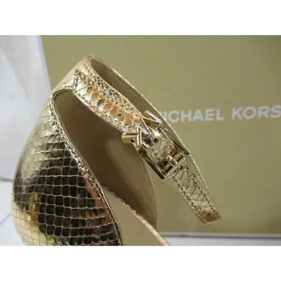Michael Kors Jordyn Chain Platform High Heels sandals Pale Gold Size 7.5