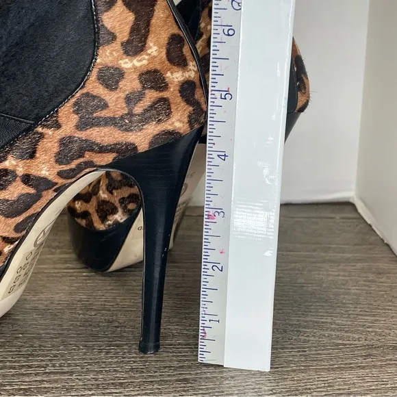 Michael Kors  Leopard Print Black Stiletto Heels size 5.5. Dyed cow hair. Bootie