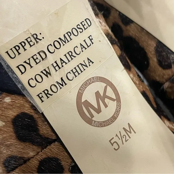 Michael Kors  Leopard Print Black Stiletto Heels size 5.5. Dyed cow hair. Bootie