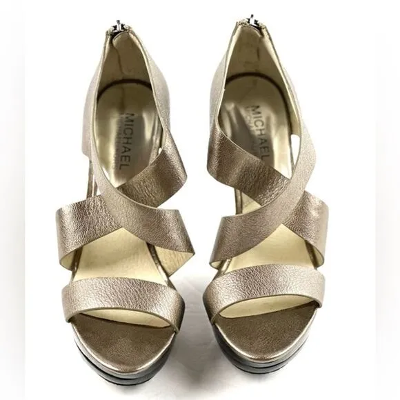Michael Kors metallic gold strapped heel sandals size 6M