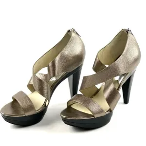 Michael Kors metallic gold strapped heel sandals size 6M