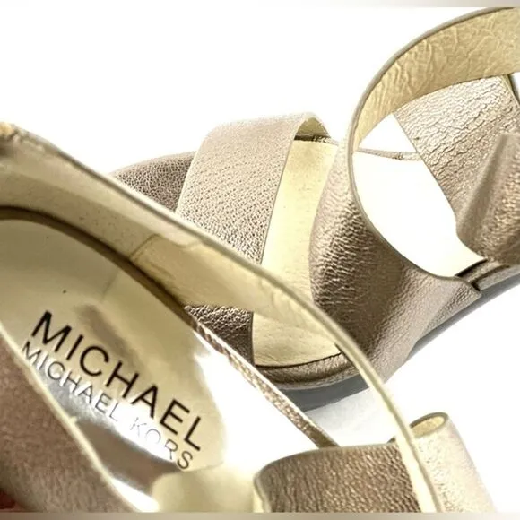 Michael Kors metallic gold strapped heel sandals size 6M