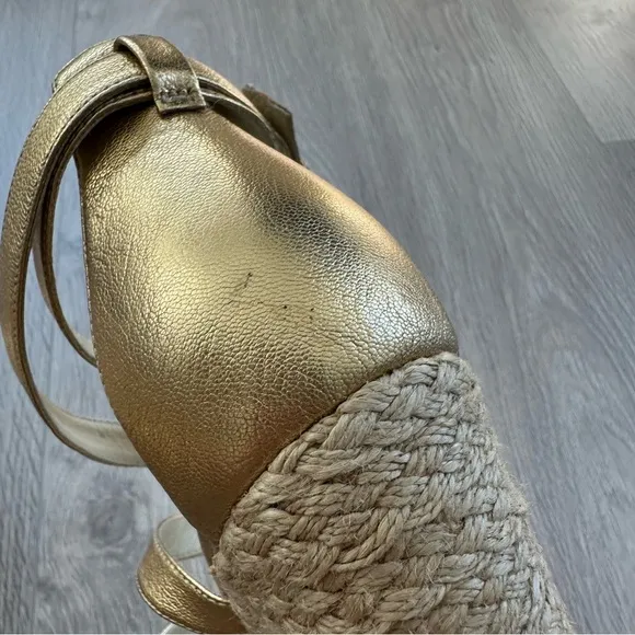 Michael Kors Metallic Light Gold Leather Platform Wedges - Size 8