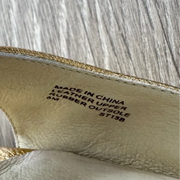 Michael Kors Metallic Light Gold Leather Platform Wedges - Size 8