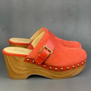 Michael Kors Rye Red Suede Platform Clog shoes women size 8