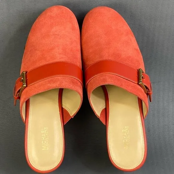 Michael Kors Rye Red Suede Platform Clog shoes women size 8