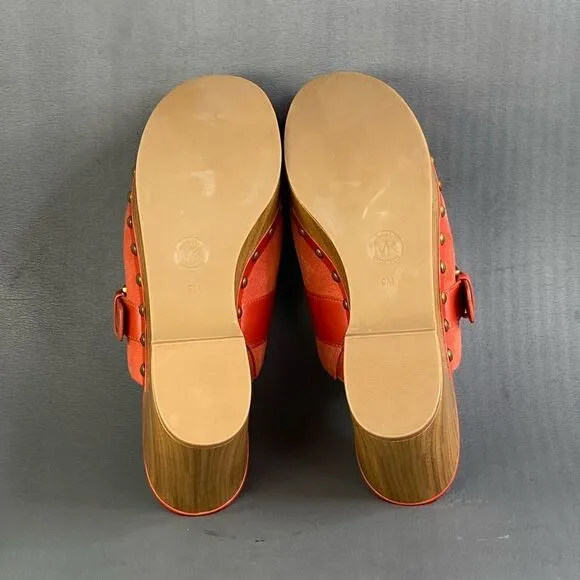 Michael Kors Rye Red Suede Platform Clog shoes women size 8