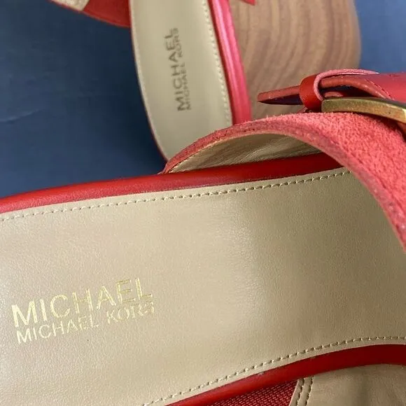 Michael Kors Rye Red Suede Platform Clog shoes women size 8