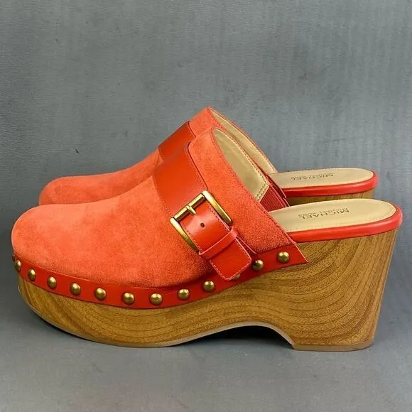 Michael Kors Rye Red Suede Platform Clog shoes women size 8