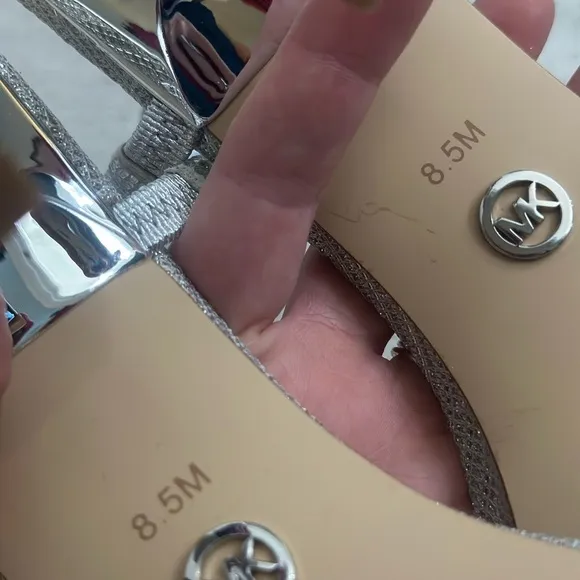 Michael Kors Silver Rhinestone Sandals w/ Mirrored Heel - size 8.5 - EUC