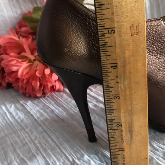 MICHAEL KORS size 4.5 brown leather platform spike heels booties w/2 buckles