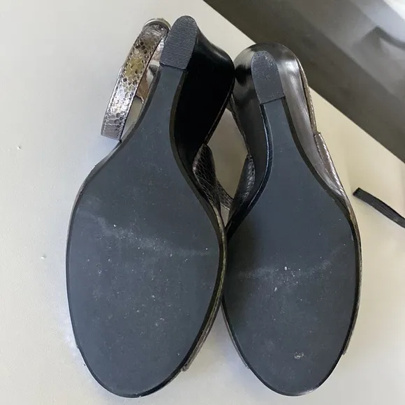 Michael Kors Stacked Wedge Heel Peek-a-Boo Toe Sandals