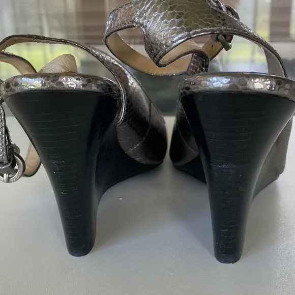 Michael Kors Stacked Wedge Heel Peek-a-Boo Toe Sandals