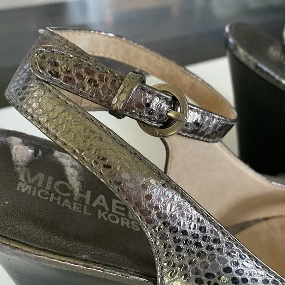 Michael Kors Stacked Wedge Heel Peek-a-Boo Toe Sandals