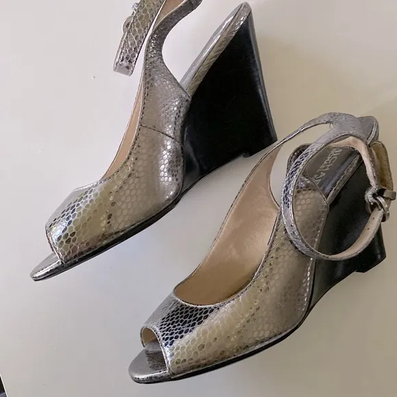 Michael Kors Stacked Wedge Heel Peek-a-Boo Toe Sandals