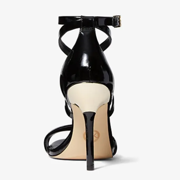 MICHAEL Michael Kors Astrid Black Patent Leather High Heel Sandals Size 6.5