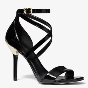 MICHAEL Michael Kors Astrid Black Patent Leather High Heel Sandals Size 6.5