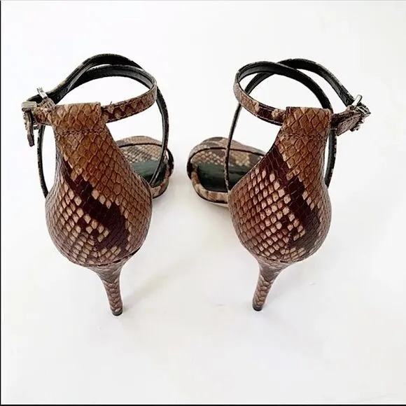 Michael KORS Mid Heel Ava Leather Snakeskin Sandal