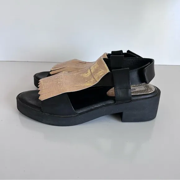Miista London Black Platform Tassel Sandals
