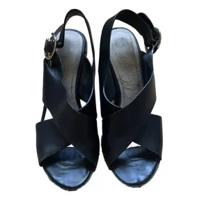 Minelli Casimiera Black Leather Crossed Strap Leather Sandals EU 36 Peep Toe