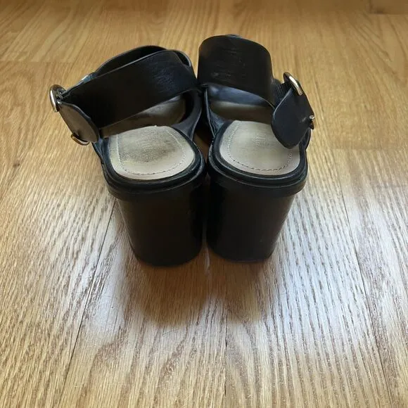 Minelli Casimiera Black Leather Crossed Strap Leather Sandals EU 36 Peep Toe