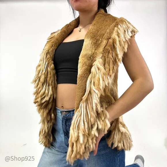 Misk Animal Pattern Tan Vest Size 40