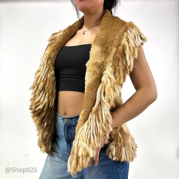 Misk Animal Pattern Tan Vest Size 40