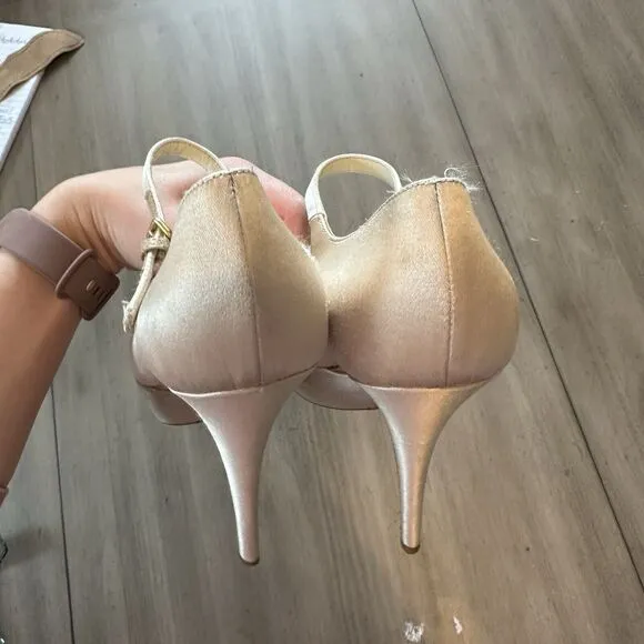 MIU MIU BY PRADA PLATFORM MARY JANE SHOES Cap Toe Satin 38.5 7.5