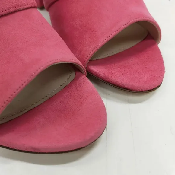 Miu Miu Pink Suede Crystal Embellished Block Heel Sandals Size 39