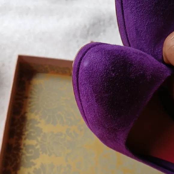 Miu Miu Purple Suede Peep-Toe Heels