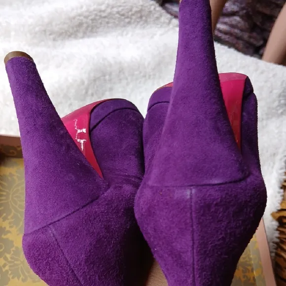 Miu Miu Purple Suede Peep-Toe Heels