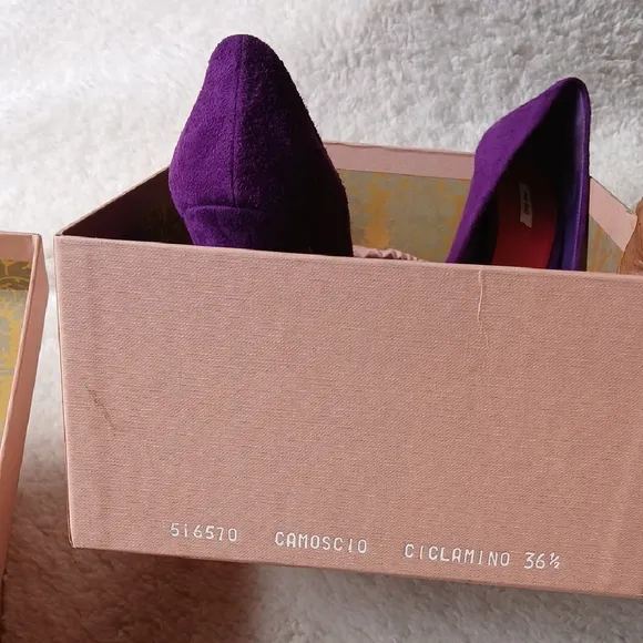Miu Miu Purple Suede Peep-Toe Heels