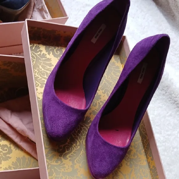Miu Miu Purple Suede Peep-Toe Heels