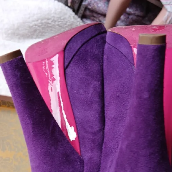 Miu Miu Purple Suede Peep-Toe Heels