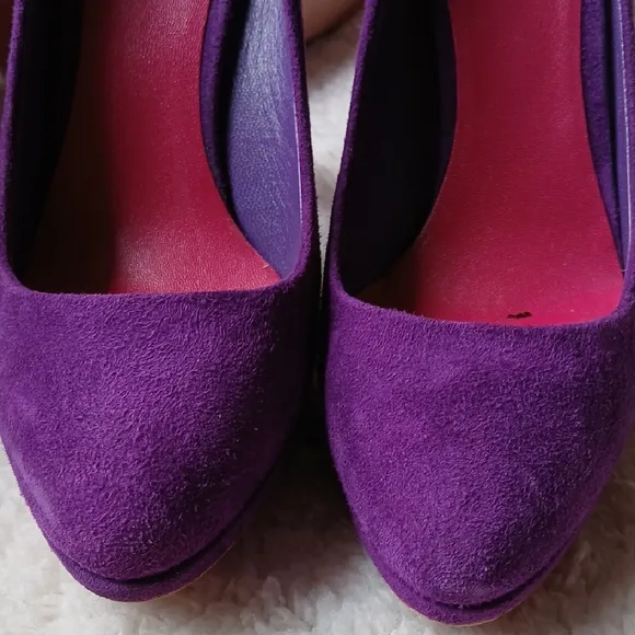Miu Miu Purple Suede Peep-Toe Heels