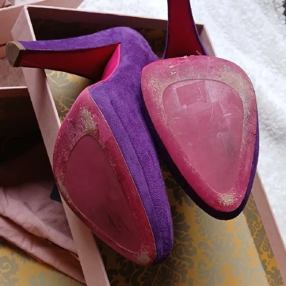 Miu Miu Purple Suede Peep-Toe Heels