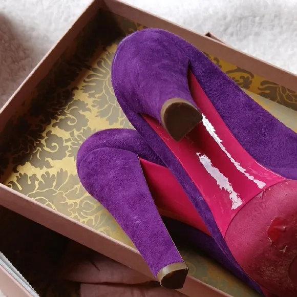 Miu Miu Purple Suede Peep-Toe Heels