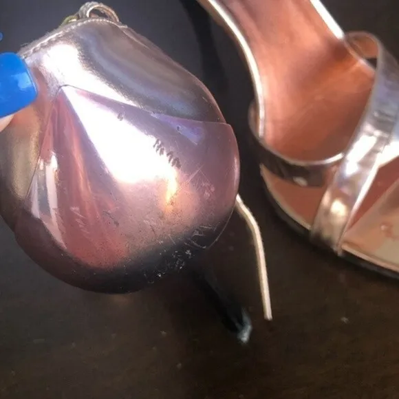 MIU MIU Rose Gold Metallic Leather Sandals EUR 39