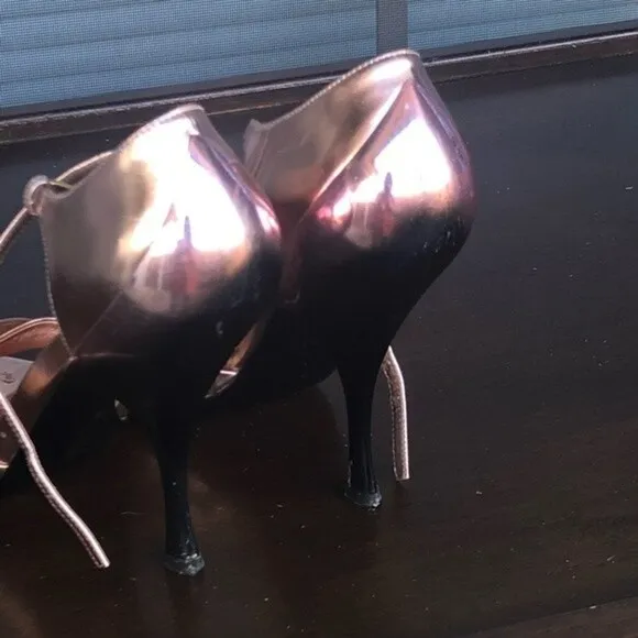 MIU MIU Rose Gold Metallic Leather Sandals EUR 39
