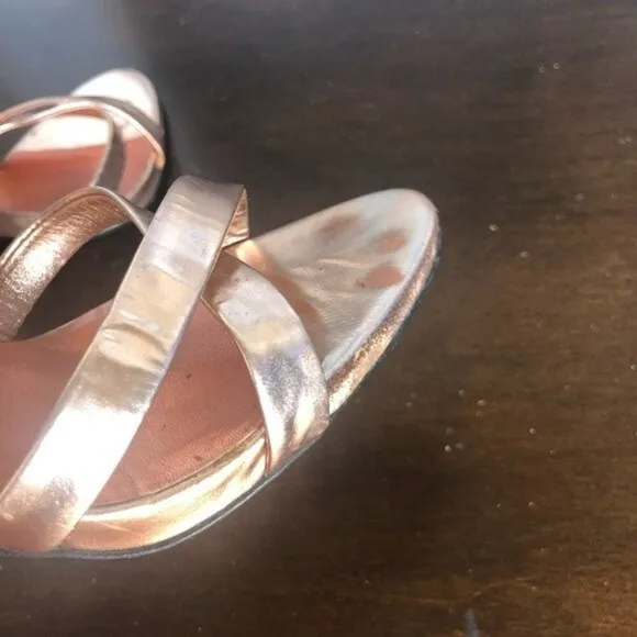 MIU MIU Rose Gold Metallic Leather Sandals EUR 39