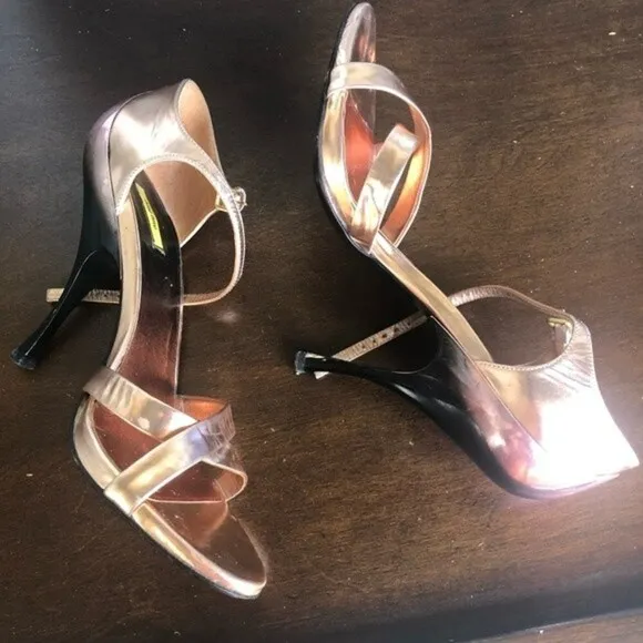 MIU MIU Rose Gold Metallic Leather Sandals EUR 39