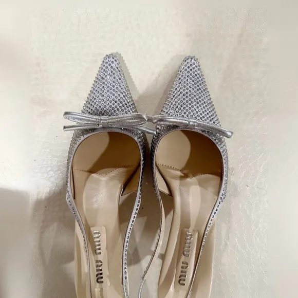 Miu Miu Silver Slingback Heels