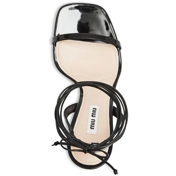 Miu Miu Womens Calzature Donna Black Leather Pumps Strappy Sandals Shoes New