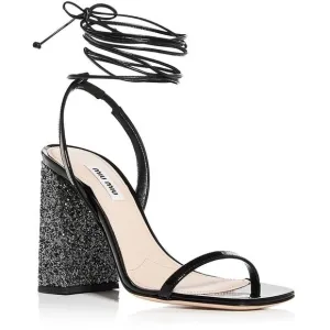 Miu Miu Womens Calzature Donna Black Leather Pumps Strappy Sandals Shoes New