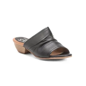 MIZ MOOZ Black Leather Castiel Low Heeled Sandals