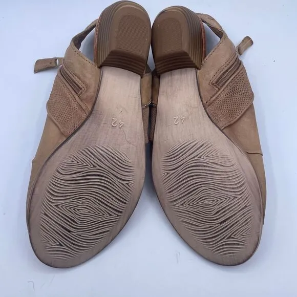 Miz Mooz Cailey Spring Heel Sandals Sand Tan Leather Womens Size 42 10.5 11
